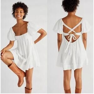 Free People 'Marina' Mini Dress in IVORY (L)